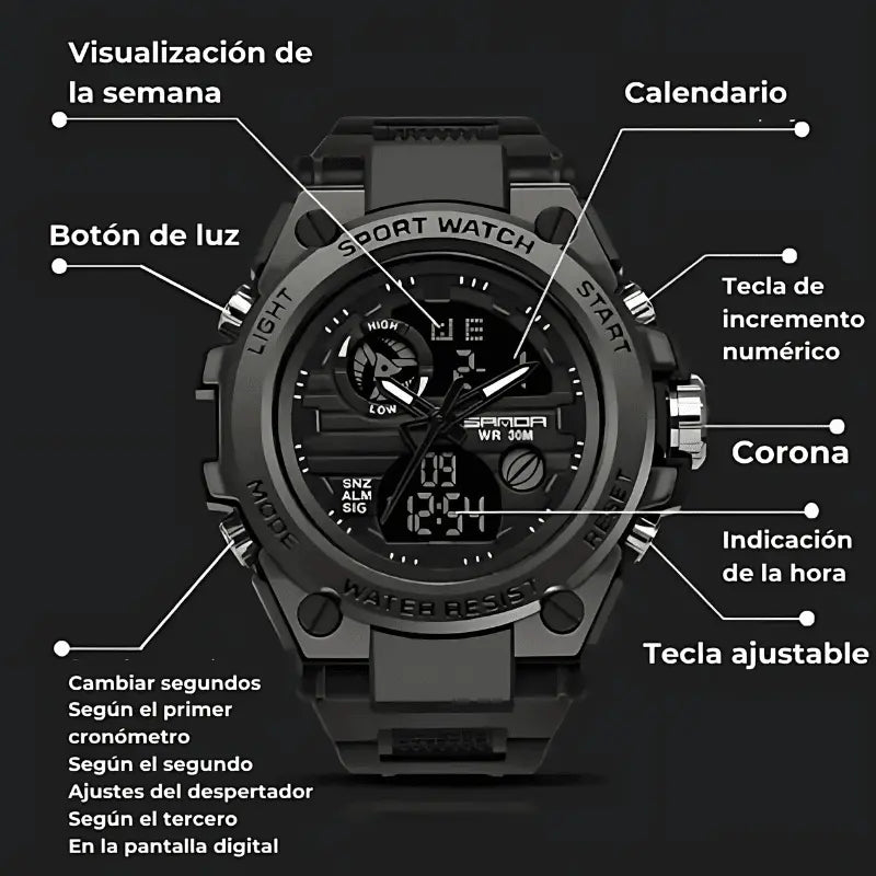 RELOJ TÁCTICO WATCHPRO 2™️ RESISTENTE AL AGUA